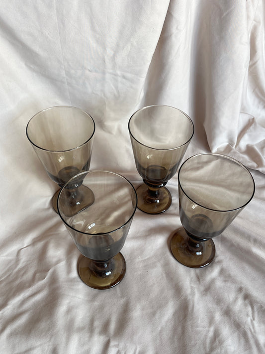 Vintage Libbey Smokey Glasses Set