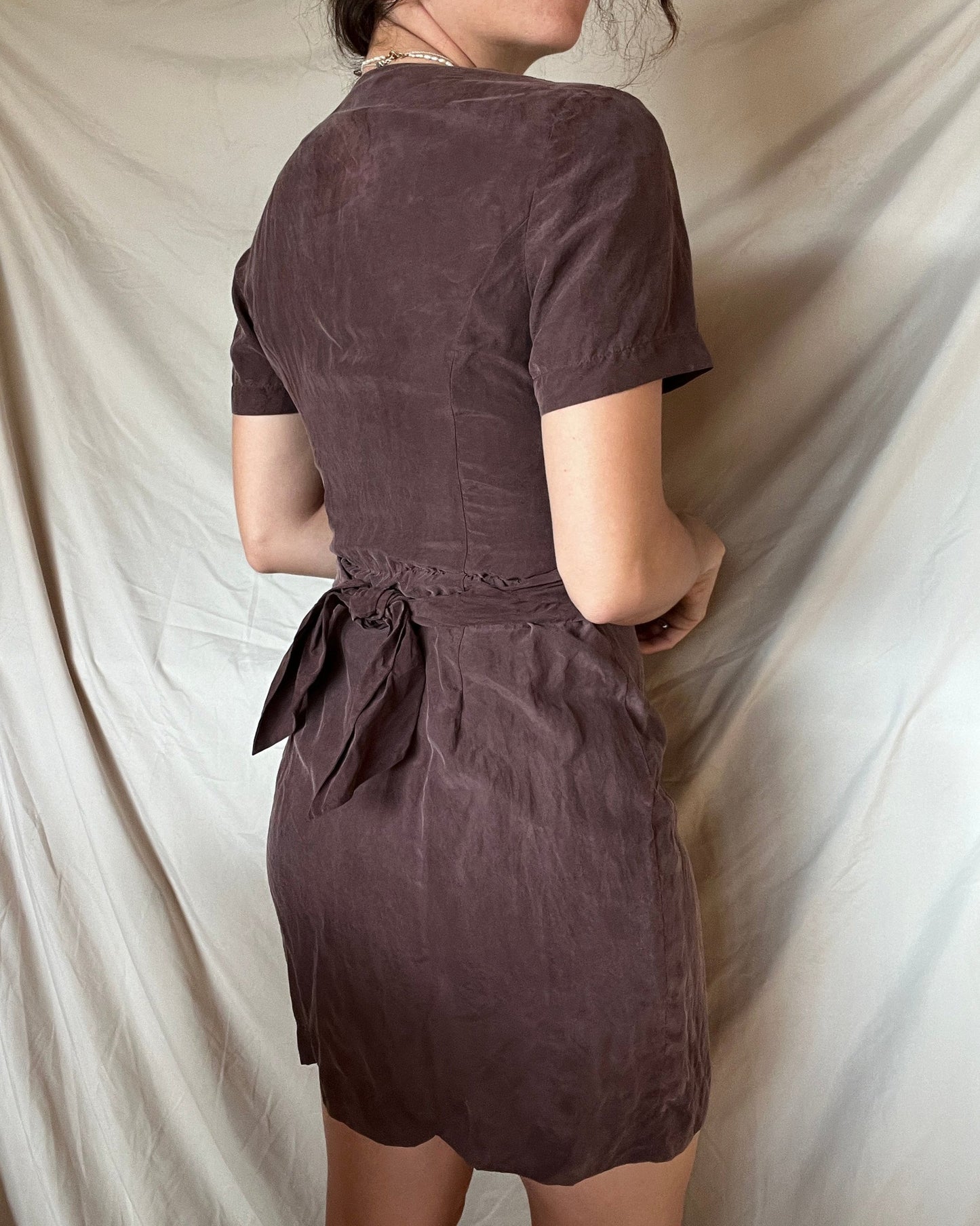 Vintage Brown Silk Mini Dress