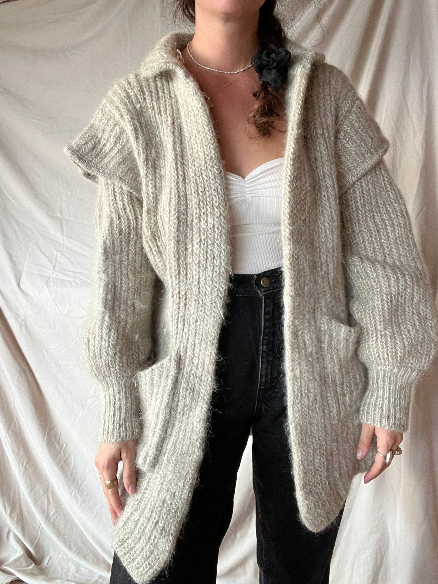 Vintage Light Gray Mohair Sweater