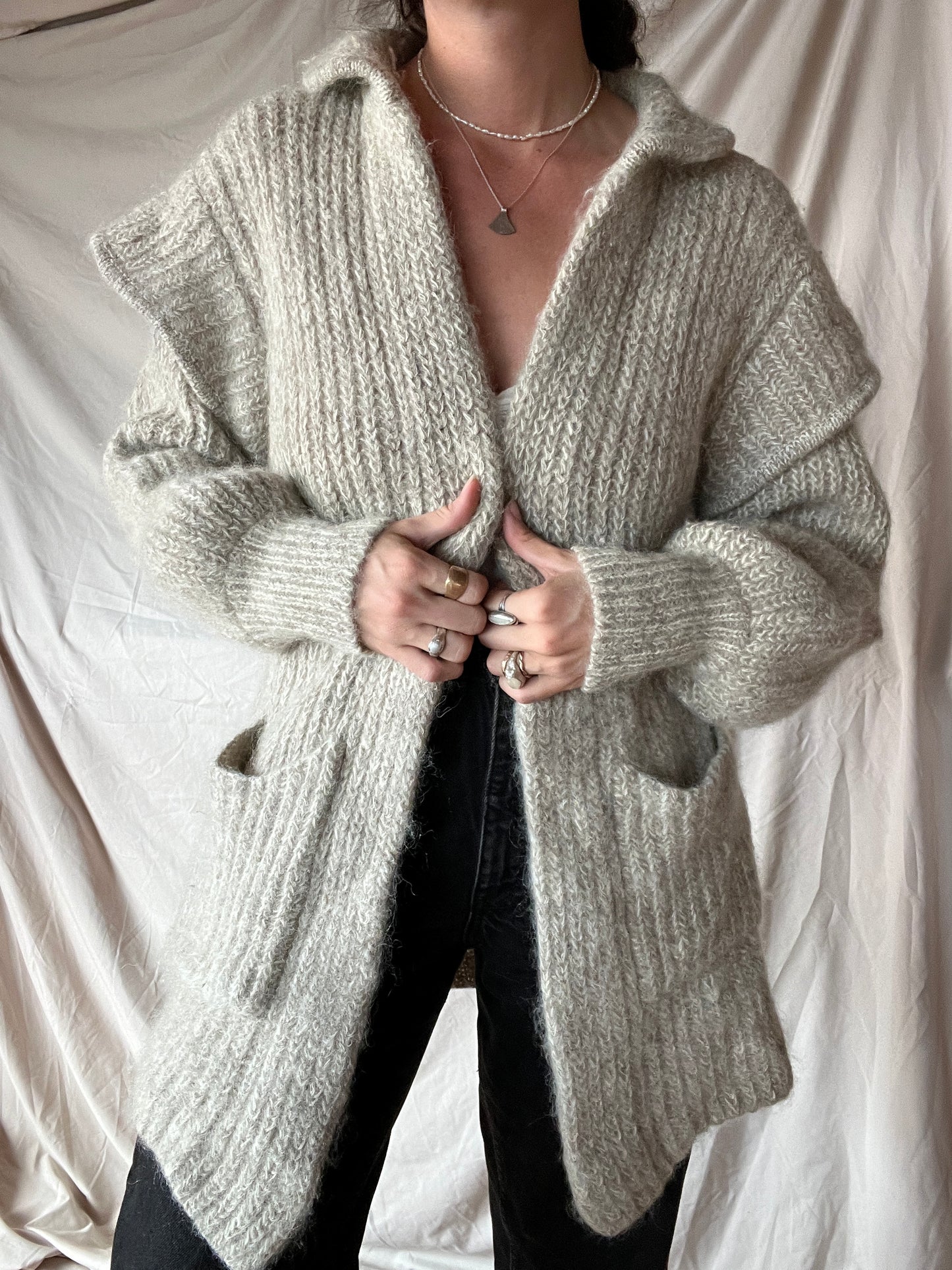 Vintage Light Gray Mohair Sweater