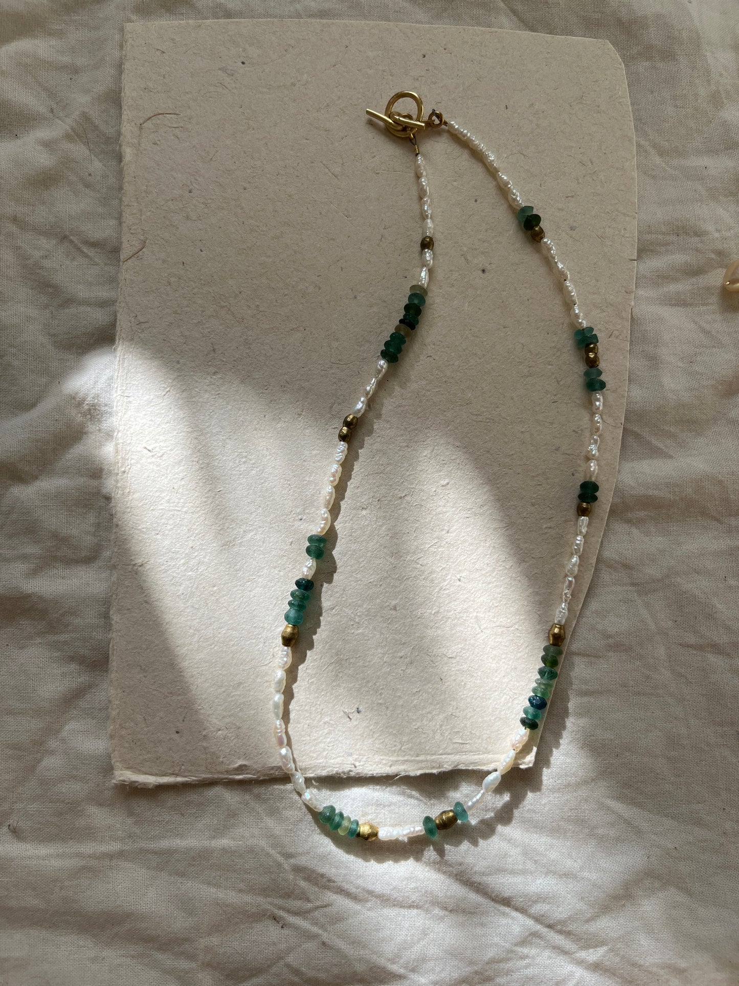 OOAK 02 | Roman Glass and Vintage Pearl Necklace