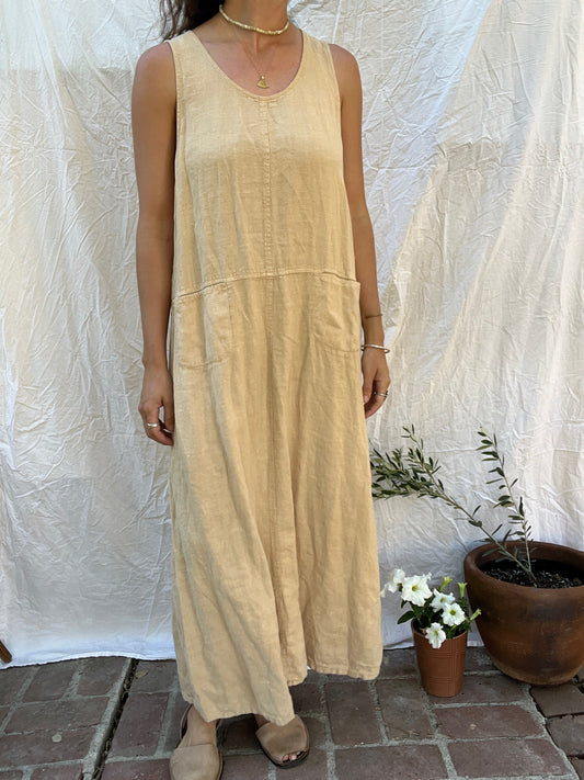 Tan Linen Market Dress