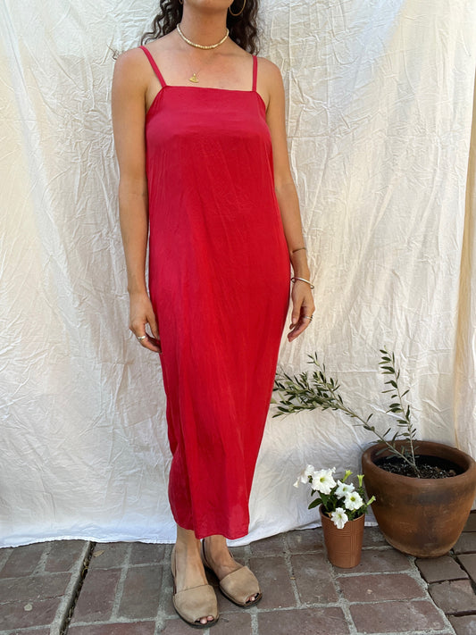 Vintage Red Silk Slip