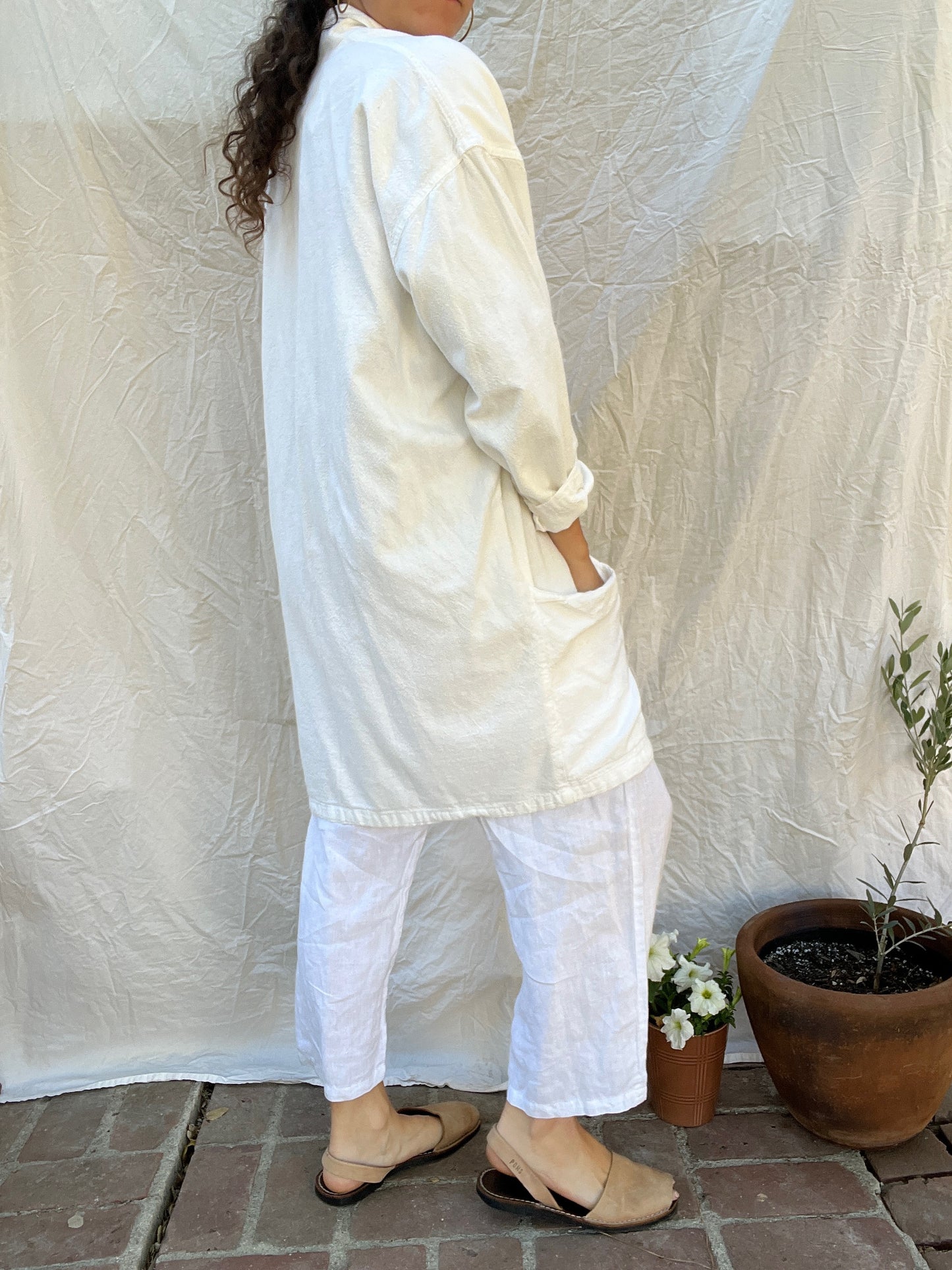 Vintage White Cotton Work Coat