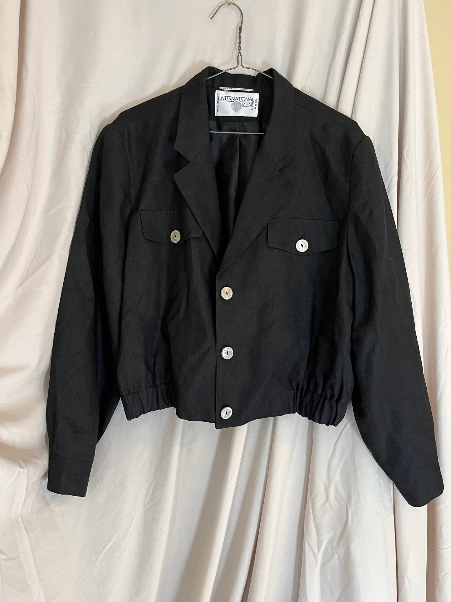 Black Cropped Linen Jacket