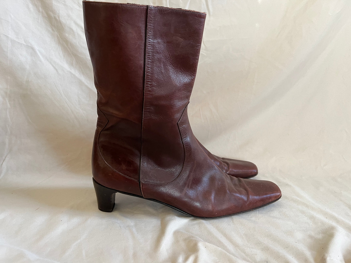 Mid Calf Leather Boots