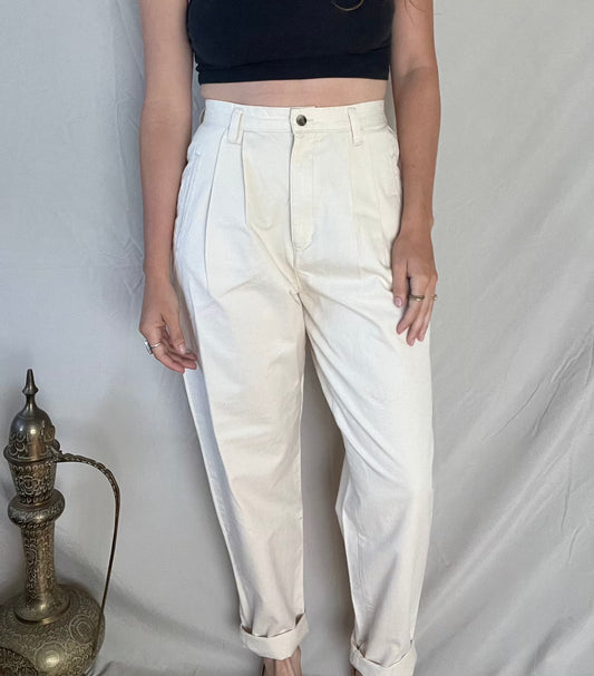 Ivory Cotton Pants